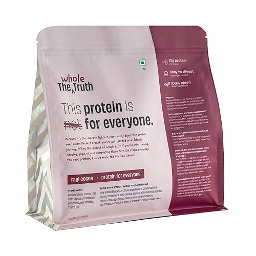 The Whole Truth 15g Protein/Scoop | Ragi Cocoa 1 kg | Protein for Everyone | Beginners Protein Powder | Clean, Light & Easy to Digest | No Artificial Flavours & No Artificial Sweetener
