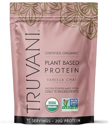 Truvani Organic Plant Based Protein Powder | Vanilla Chai | 10 Servings | Vegan | 20g Pea Protein | Keto | Gluten & Dairy Free | Low Carb | No Added Sugar