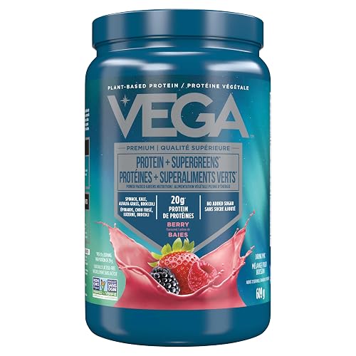 Vega Protein and Greens Berry (21 Servings) Plant Based Protein Powder Plus Veggies, Vegan, Non GMO, Pea Protein For Women and Men, 609g (Packaging May Vary)
