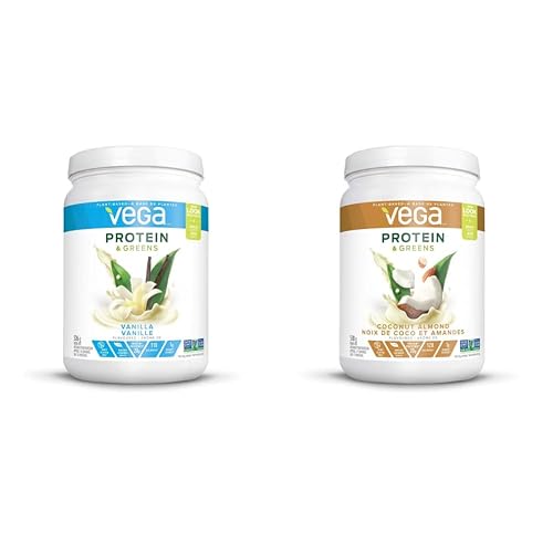 Vega Protein and Greens Vanilla + Coconut Almond (18 Servings Each) Plant Based Protein Powder | Pea Protein For Women and Men