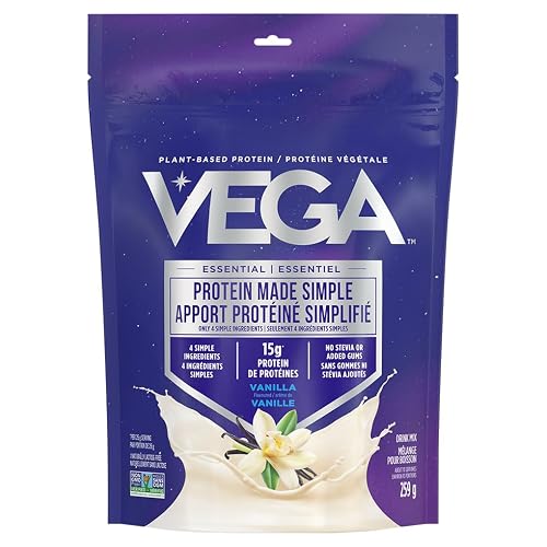 Vega Protein Made Simple, Vanilla, Stevia Free Vegan Plant Based Protein Powder, Healthy, Gluten Free, Pea Protein for Women and Men, 259g (10 Servings)