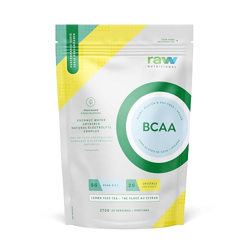 Vegan BCAA Powder | 5g 2:1:1 Ratio Amino Acids BCAAs, 2g Coconut Water Crystals | Post Workout Muscle Recovery & Electrolyte Support | 30 Servings (Lemon Iced Tea)