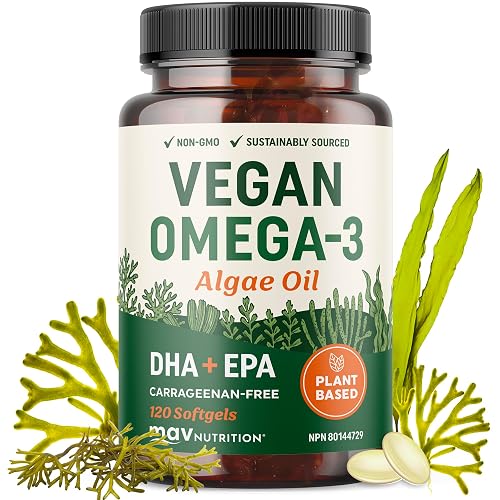 Vegan Omega 3 Algae Oil, Plant Based DHA EPA, Sustainably Sourced, Non GMO