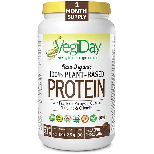 VegiDay Raw ORGANIC 100% Plant-Based Protein 23g, 1050g Powder