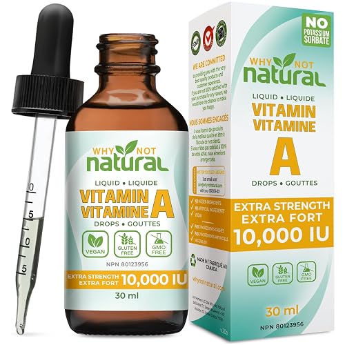 Vitamin A Drops 10000 IU - Liquid retinyl Palmitate with Coconut MCT Oil, Vegan micellized VIT A Supplement for Skin and Acne