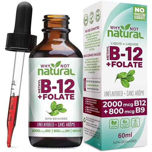 Vitamin B12 Liquid Plus Folate - Organic Sublingual Extra Strength Vegan drops - Methyl Supplement with Folinic