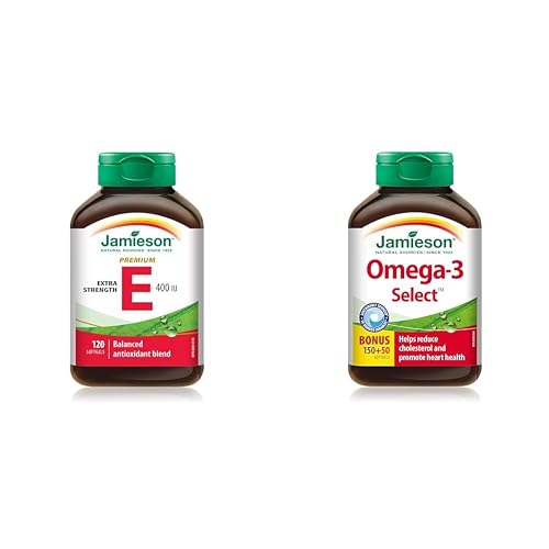 Vitamin E 400 IU Premium Complex with Mixed Tocopherols, 120 Count (Pack of 1) & Omega-3 Select 1,000 mg