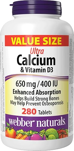 Webber Naturals Calcium Ultra Supplement with Vitamin D, 280 Tablets