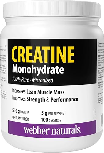 Webber Naturals Micronized Creatine Monohydrate Powder | 5g Per Serving | 100 Servings | Canadian-Made | Vegan | Supports Muscle, Strength & Performance | Unflavored | For Men & Women