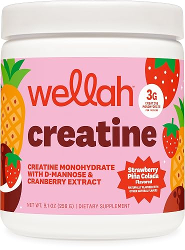 Wellah Creatine for Women (50 Servings, Strawberry & Pina Colada) - Creatine Monohydrate with Dandelion and Blueberry Extract