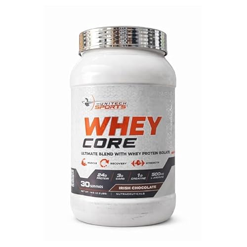 Whey Protein Powder 1kg – 24g Protein, Whey Isolate Blend with Creatine & L-Arginine, Muscle Growth & Recovery, Low Carb Protein Powder for Gym Men & Women (Irish Chocolate, 30 Servings)