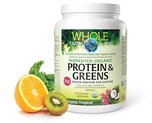Whole Earth & Sea Vegan Protein Powder, Greens Powder Tropical Flavour 660g