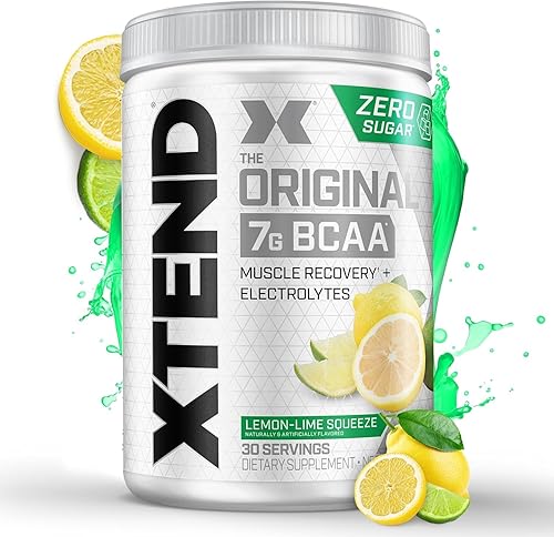XTEND Original BCAA Powder 7g BCAA and 2.5g L-Glutamine, Sugar Free Post Workout Muscle Recovery Drink with Amino Acids for Men & Women, 30 Servings, Lemon Lime Squeeze