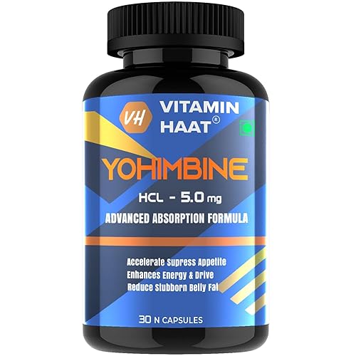 Yohimbine Hcl 5mg | Belly Fat Burner | Pre workout Supplement for Men and Women | Weight Loss Products | Pharmaceutical grade | 30 vegan capsules by VitaminHaat